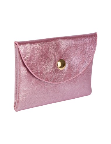 Porte-monnaie irisé rose bouton doré – Compact et élégant