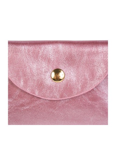 Porte-monnaie irisé rose bouton doré – Compact et élégant