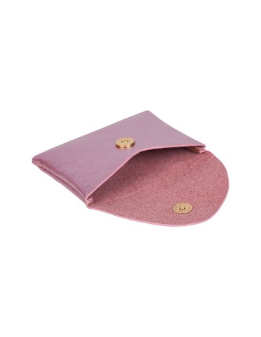 Porte-monnaie irisé rose bouton doré – Compact et élégant