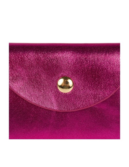 Porte-monnaie irisé fuchsia bouton doré – Compact et tendance