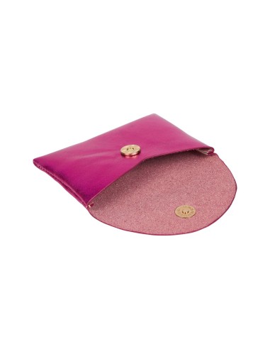 Porte-monnaie irisé fuchsia bouton doré – Compact et tendance