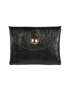 Porte-monnaie irisé noir bouton doré – Compact et élégant