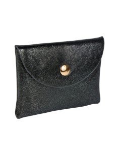 Porte-monnaie irisé noir bouton doré – Compact et élégant 2