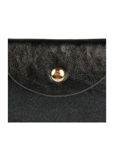 Porte-monnaie irisé noir bouton doré – Compact et élégant