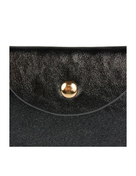 Porte-monnaie irisé noir bouton doré – Compact et élégant