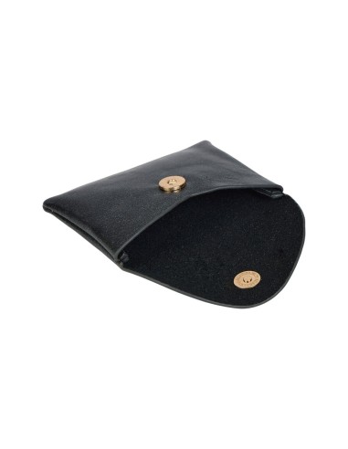 Porte-monnaie irisé noir bouton doré – Compact et élégant