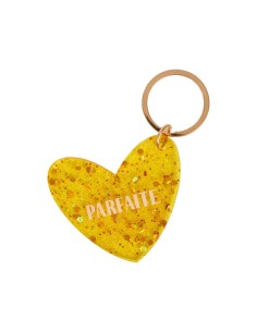 Porte-clés cœur moutarde Parfaite – Accessoire pailleté
