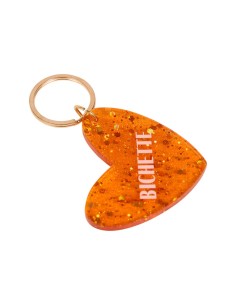 Porte-clés cœur orange Bichette pailleté 2