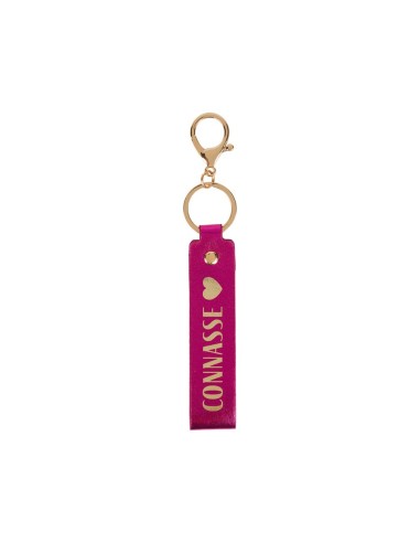 Porte-clés sangle fuchsia irisé Connasse