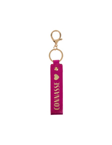 Porte-clés sangle fuchsia irisé Connasse