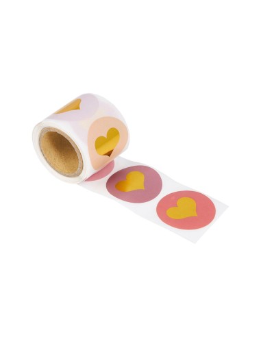 Rouleau stickers cœur doré 100 pièces