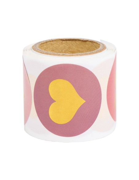 Rouleau stickers cœur doré 100 pièces
