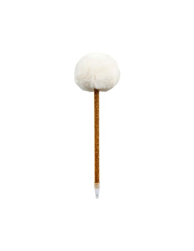 Crayon doré à pompon blanc fantaisie