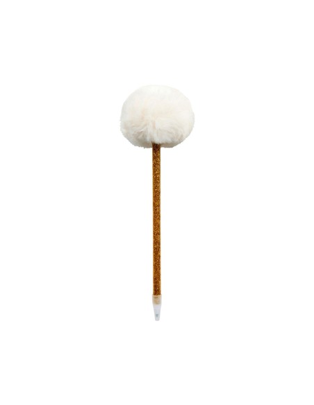 Crayon doré à pompon blanc fantaisie