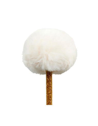 Crayon doré à pompon blanc fantaisie