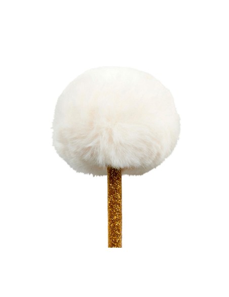 Crayon doré à pompon blanc fantaisie