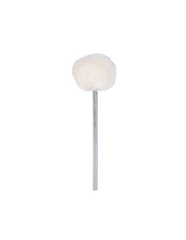 Crayon argent à pompon blanc fantaisie