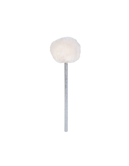 Crayon argent à pompon blanc fantaisie