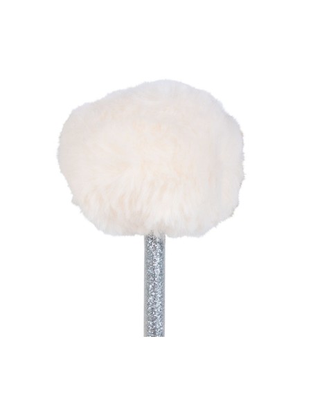 Crayon argent à pompon blanc fantaisie
