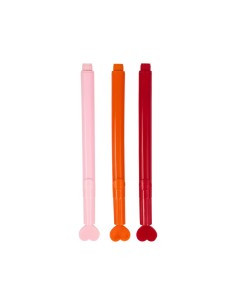 Set de 3 stylos tampon cœur colorés