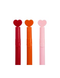 Set de 3 stylos tampon cœur colorés 2