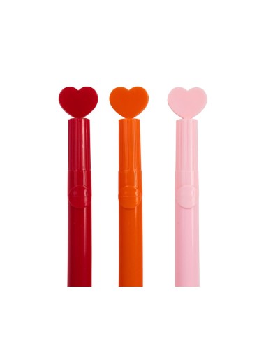 Set de 3 stylos tampon cœur colorés