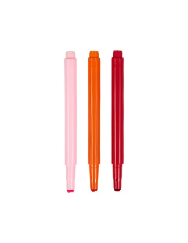 Set de 3 stylos tampon cœur colorés