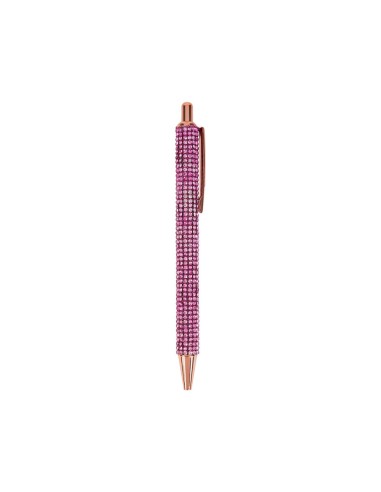 Stylo à bille strass rose glamour