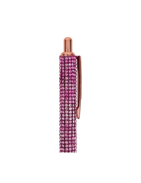 Stylo à bille strass rose glamour