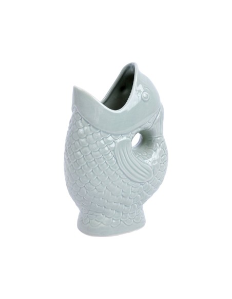Vase poisson vert d’eau en dolomite H24cm