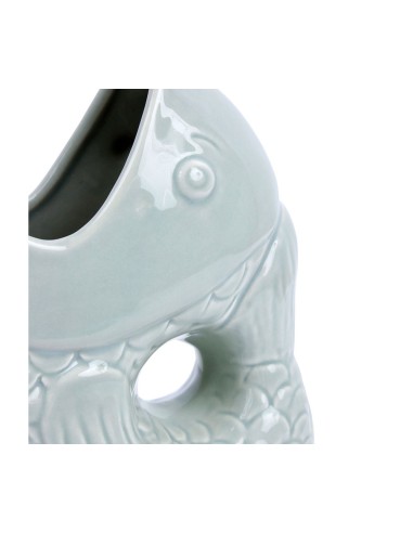 Vase poisson vert d’eau en dolomite H24cm