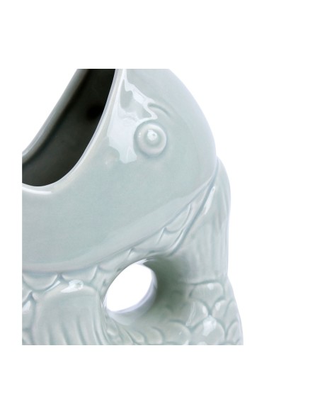 Vase poisson vert d’eau en dolomite H24cm
