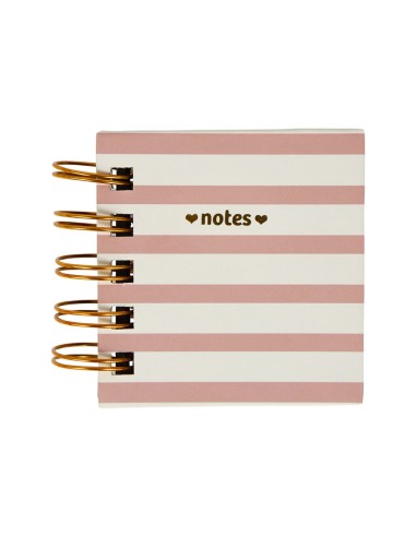Bloc notes adhésif spirales rayures roses 125 notes