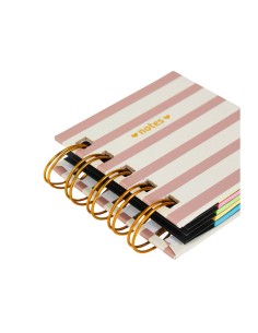 Bloc notes adhésif spirales rayures roses 125 notes 2