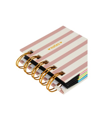Bloc notes adhésif spirales rayures roses 125 notes