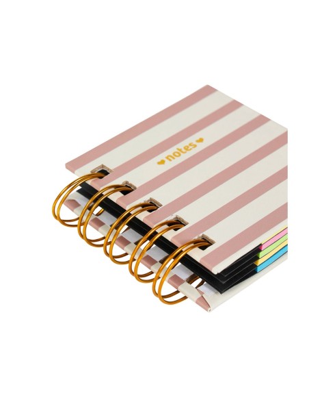 Bloc notes adhésif spirales rayures roses 125 notes