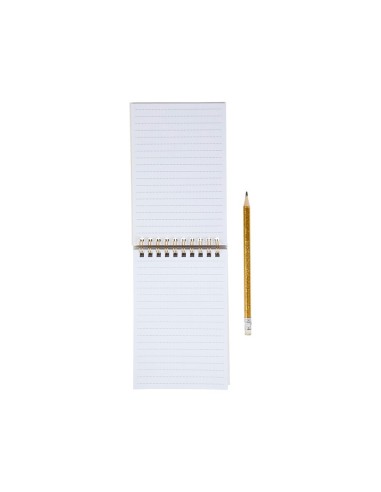 Carnet de notes rose à spirales avec crayon doré