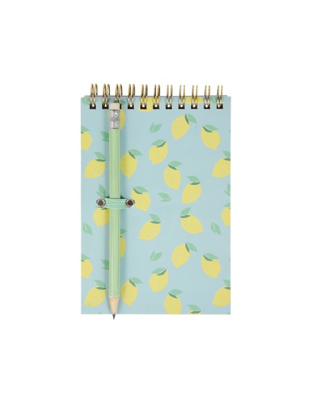 Carnet de notes citron à spirales avec crayon