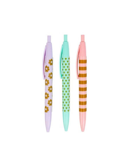 Stylos à bille fantaisie pastel x3