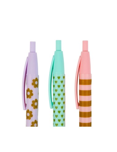 Stylos à bille fantaisie pastel x3