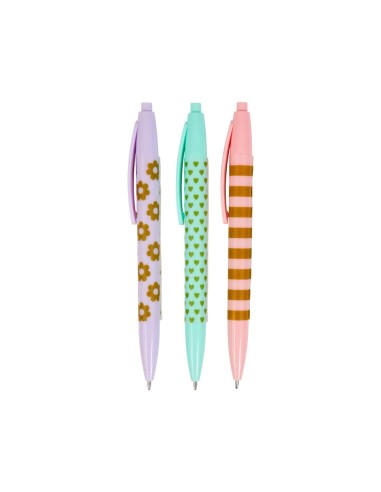 Stylos à bille fantaisie pastel x3