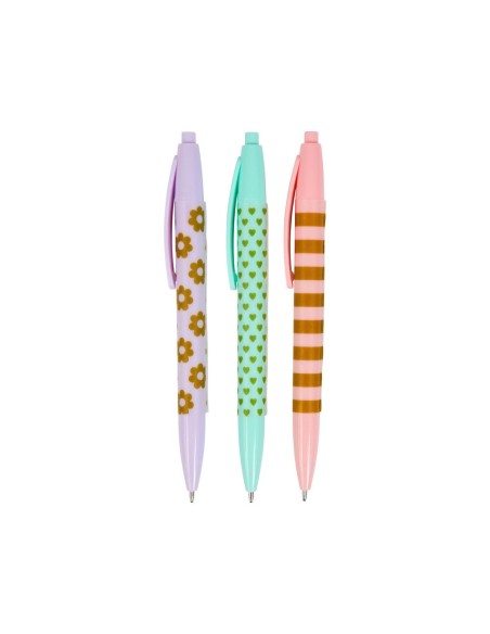 Stylos à bille fantaisie pastel x3