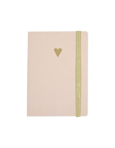 Carnet de notes A6 girly rose et doré