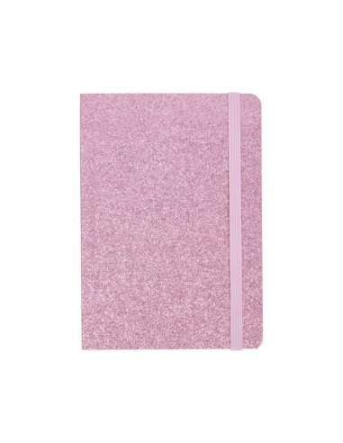 Carnet A6 rose à paillettes girly