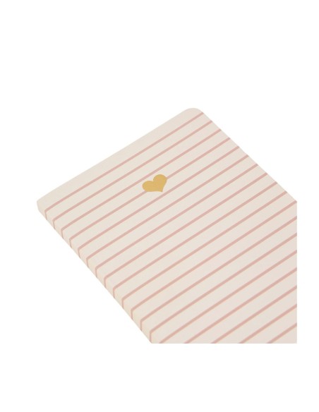 Carnet A6 rayures roses cœur doré