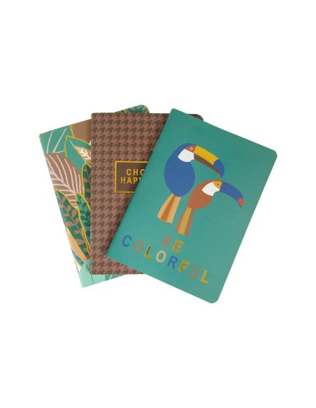 Lot 3 carnets A6 jungle colorés