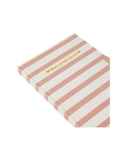 Carnet secret A5 rayures roses cœur 2