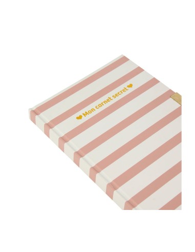 Carnet secret A5 rayures roses cœur