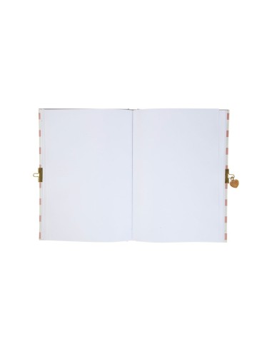 Carnet secret A5 rayures roses cœur