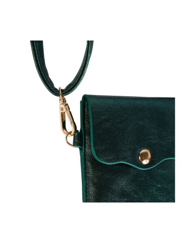 Pochette téléphone vert irisé bandoulière